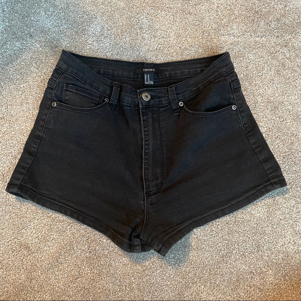 Forever 21 high waisted black denim shorts